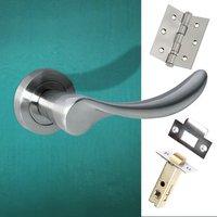 malaga mediterranean lever on rose satin nickel handle pack