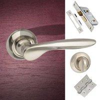 malta mediterranean bathroom lever on round c rose satin nickel handle ...