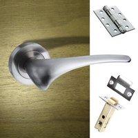 Marseille Mediterranean Fire Lever On Rose - Satin Nickel Handle Pack