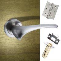 Marseille Mediterranean Lever On Rose - Satin Nickel Handle Pack