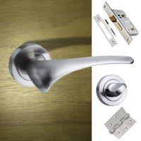 Marseille Mediterranean Bathroom Lever On Rose - Satin Nickel Handle Pack