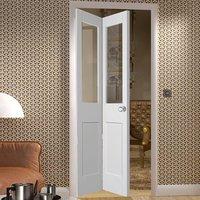 Malton Shaker Bi- Fold Door - Clear Glass - White Primed