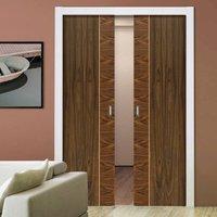 Mayette Walnut Double Pocket Doors - Prefinished