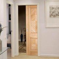 Madrid Oak Veneer Fire Pocket Door, 1/2 Hour Fire Rated, Pre-Finished