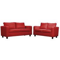 Max 3 and 2 Seater Suite - Leather Red