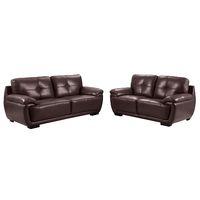 marino 2 and 3 seater leather suite brown