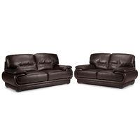 Mars 3 and 2 Seater Leather Suite Brown