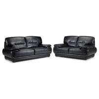 Mars 3 and 2 Seater Leather Suite Black