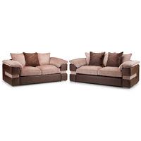 Malto 3 and 2 Seater Suite Brown and Beige
