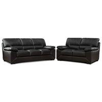 Maple Leather 3 and 2 Seater Suite Black