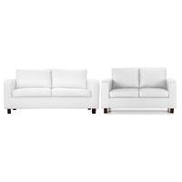 max 3 and 2 seater suite leather white