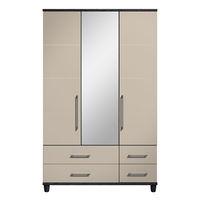 marlena 3 door mirrored gents wardrobe black and pale grey