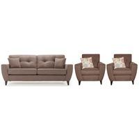 Maybury Fabric 3 Seater and 2 Armchair Suite Light Brown