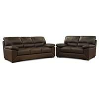 maple leather 3 and 2 seater suite chocolate