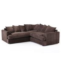 Magnus Fabric Corner Sofa In Chocolate With Black Feet