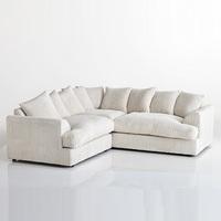 Magnus Fabric Corner Sofa In Cream With Black Feet