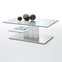 Maldon Coffee Table In Clear Glass With Stainless Steel Base