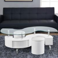 Madrid Coffee Table and Stool Set White