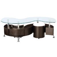 Madrid Coffee Table and Stool Set Brown