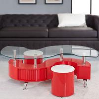Madrid Coffee Table and Stool Set Red