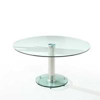Maxi Round Dining Table In Clear Glass With Chrome Support