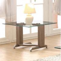 Manta Clear Glass Lamp Table With Walnut Base