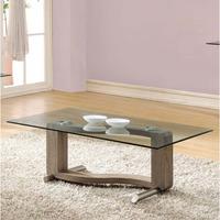 Manta Clear Glass Coffee Table With Walnut Base