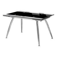 Mandy Extendable Dining Table In Black And Clear Glass