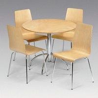 Mandy Dining Set With 4 Chairs In Maple And Chrome