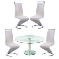 Maxi Glass Dining Table In Clear With 4 Summer Cream Chairs