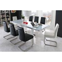 manhattan extendable high gloss dining table with 8 flair chairs