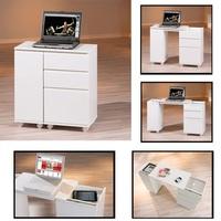 Maxim Extendable Laptop Office Desk In White With Rollers