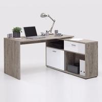 mattia corner computer desk in sand oak and white high gloss