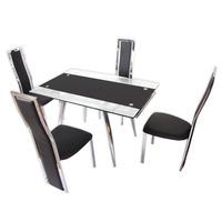 Marina Black Extendable Dining Table with 4 Dining Chairs