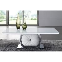 Mantis Coffee Table In White Glass Top With Chrome Plated Base