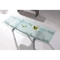 Mariah Extending Dining Table In Frosted Glass With Chrome