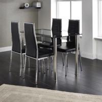 Maira Glass Dining Table Set With 4 Juliet Dining Chairs