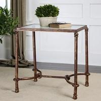 Mannington End Table In Clear Glass With Metal Frame
