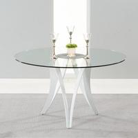 Martino Glass Dining Table And Metal Legs In White High Gloss