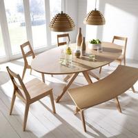 Malun Contemporary White Oak Finish Oval Shape Dining Table Only