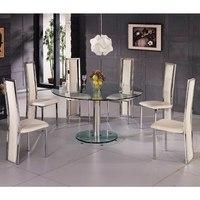 Maxi Round Clear Glass Dining Table And 6 G601 Dining Chairs