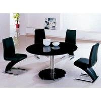 Maxi Round Black Glass Dining Table And 6 Z Chairs
