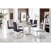 manhattan high gloss 6 seater dining table with lotus chairs