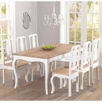 Marco Wooden Dining Table In Ivory With 6 Dining Chairs