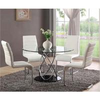 Marseille Glass Dining Table With 4 Toulouse Dining Chairs