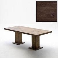 Mancinni 220cm Pedestal Dining Table In Solid Dark Oak