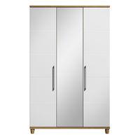 marlena 3 door mirrored wardrobe oak and white