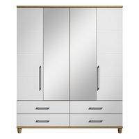 Marlena 4 Door Mirrored Gents Wardrobe Oak and White