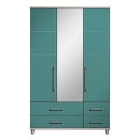 Marlena 3 Door Mirrored Gents Wardrobe Elm and Teal