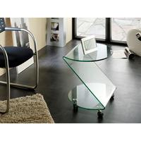 Matera Side Table In Clear Bent Glass With Wheels